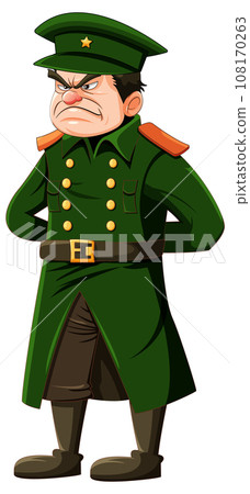 Grumpy army officer cartoon character Grumpy army officer cartoon character 108170263