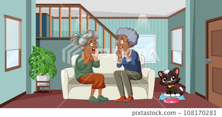 African Elderly Friends Chatting 108170281