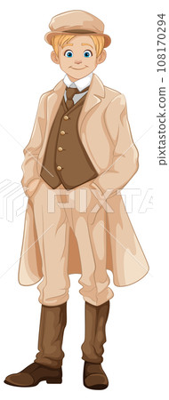 Vintage Tweed Suit: Gatsby Style Cartoon Character Vintage Tweed Suit: Gatsby Style Cartoon Character 108170294