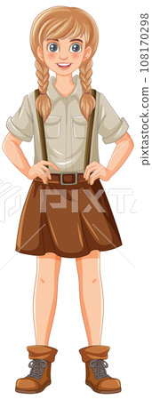 Woman Wearing Suspenders Outfit Character 108170298