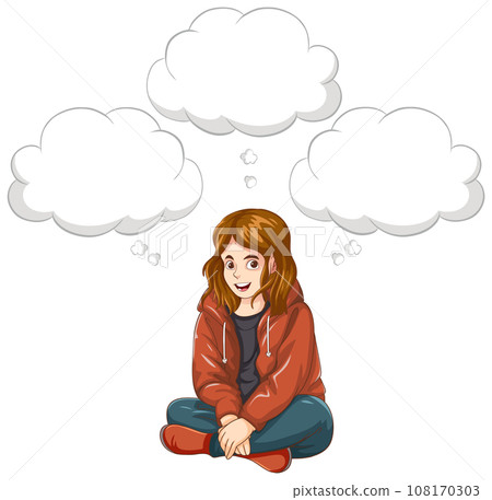Depressed teenage with speech bubbles Depressed teenage with speech bubbles 108170303