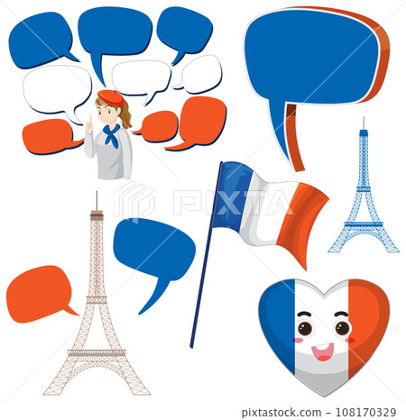 France icons set with speech bubbles France icons set with speech bubbles 108170329