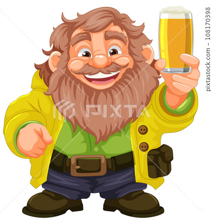 Cheerful Old Man Enjoying a Pint of Beer 108170398