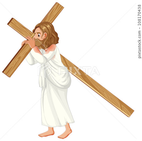 Jesus Carrying the Wooden Cross: A Cartoon Character's Journey Jesus Carrying the Wooden Cross: A Cartoon Character's Journey 108170438