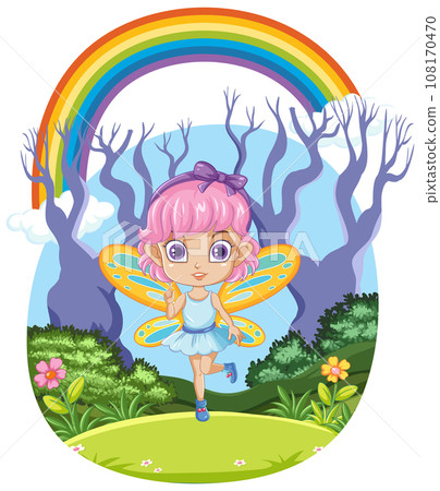 Fairy in the Forest with Rainbow in the Sky Fairy in the Forest with Rainbow in the Sky 108170470
