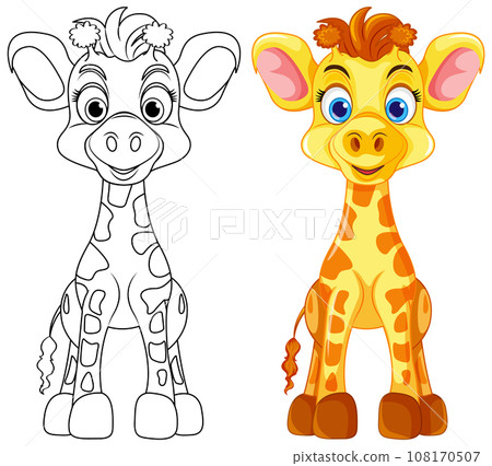 Coloring Page Outline of Cute Giraffe Coloring Page Outline of Cute Giraffe 108170507