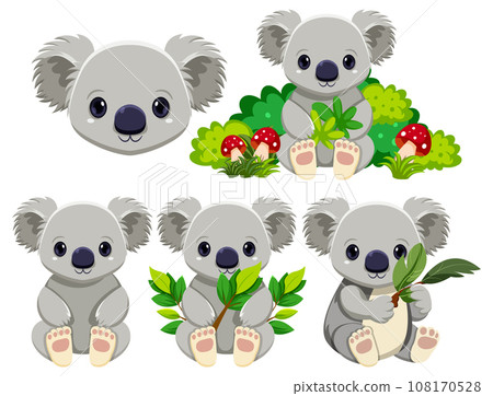 Cute koala bear cartoon character set 108170528