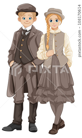 Happy Young Couple in Vintage Attire 108170614