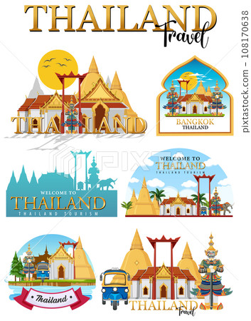 Bangkok Thailand Landmark Logo Banner Bangkok Thailand Landmark Logo Banner 108170638