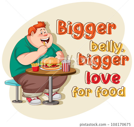 Bigger belly bigger love for food icon Bigger belly bigger love for food icon 108170675