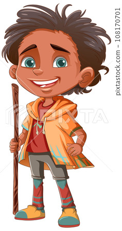 An indigenous kid cartoon character 108170701