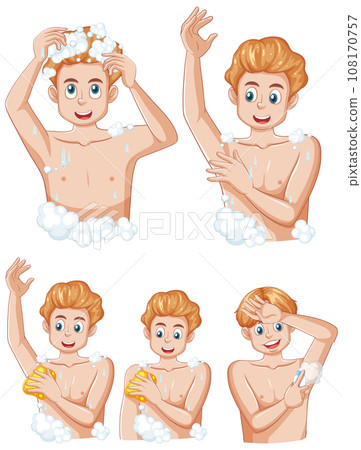 Teenage Boy Taking a Shower Set Teenage Boy Taking a Shower Set 108170757