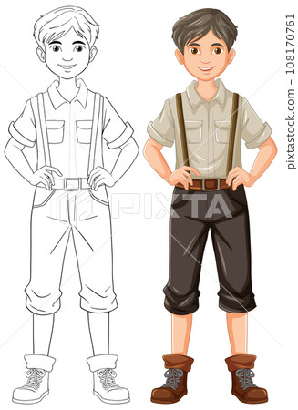 Man Wearing Suspenders Coloring Page 108170761