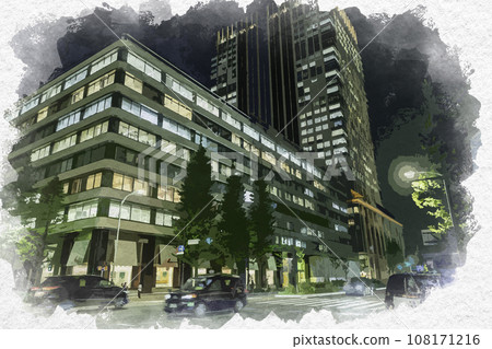 Watercolor style Tokyo Station Marunouchi Exit JP Tower/KITTE Chiyoda-ku, Tokyo 108171216