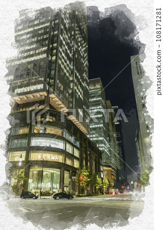 Watercolor style Tokyo Station Marunouchi Exit Shin Marunouchi Building Chiyoda-ku, Tokyo 108171281