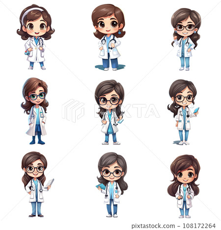 A cute and friendly medical doctor character in vector illustration. 108172264