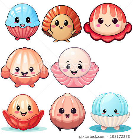 A cute and charming clamshell character in vector illustration A cute and charming clamshell character in vector illustration 108172278