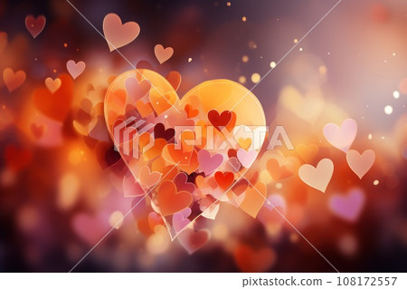 Saint valentine day greeting card bokeh blur background. Generative AI 108172557