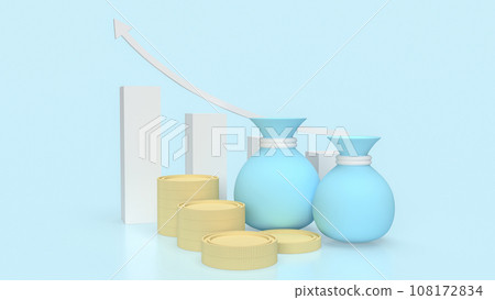 The Money Bag and coins for business concept 3d rendering 108172834