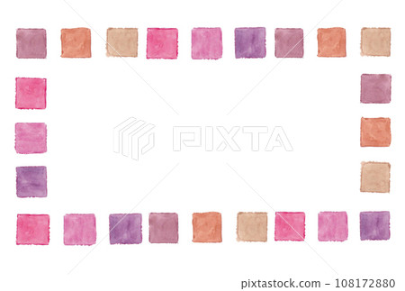 Illustration of a pink and brown gradation square frame painted with transparent watercolors Illustration of a pink and brown gradation square frame painted with transparent watercolors 108172880
