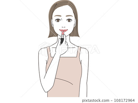 Woman applying lipstick on her lips, lip color Woman applying lipstick on her lips, lip color 108172964