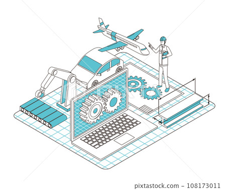 Image illustration of machine CAD design Image illustration of machine CAD design 108173011