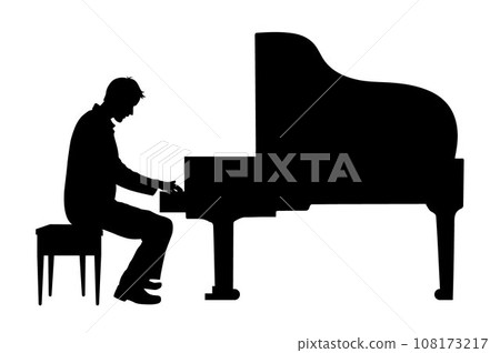 Man playing piano silhouette, man pianist, piano player 108173217