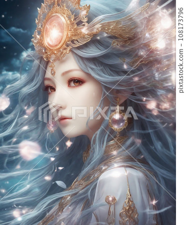 美麗的女人利莫里亞女神插畫藝術（AI生成圖像） 108173796