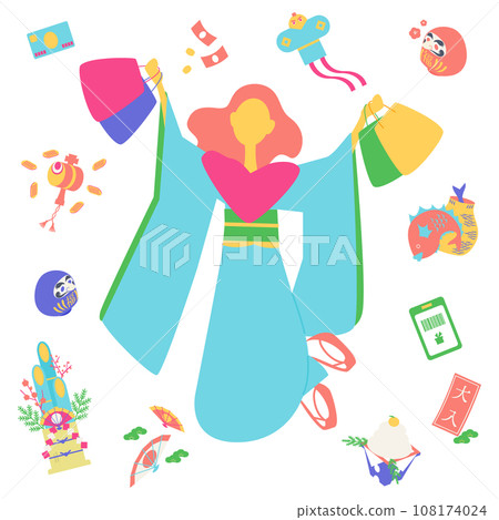 新年期間享受購物的女人 新年期間享受購物的女人 108174024