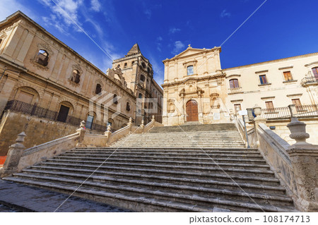Church and stairs 108174713