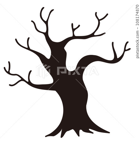 Silhouette icon illustration of a tree with fallen leaves 108174870