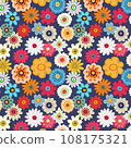 Retro colorful floral seamless pattern 108175321