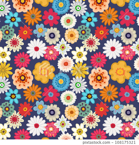 Retro colorful floral seamless pattern Retro colorful floral seamless pattern 108175321