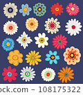 Retro and colorful flower parts 108175322