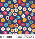 Retro colorful floral seamless pattern 108175323
