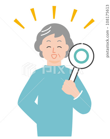 A senior woman holding up a circle (OK) placard 108175613