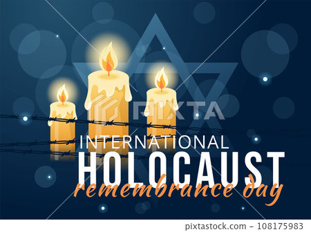 International Holocaust Remembrance Day Vector Illustration on 27 January with Yellow Star and Candle to Commemorates the Victims in Flat Background International Holocaust Remembrance Day Vector Illustration on 27 January with Yellow Star and Candle to Commemorates the Victims in Flat Background 108175983