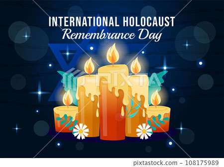International Holocaust Remembrance Day Vector Illustration on 27 January with Yellow Star and Candle to Commemorates the Victims in Flat Background International Holocaust Remembrance Day Vector Illustration on 27 January with Yellow Star and Candle to Commemorates the Victims in Flat Background 108175989