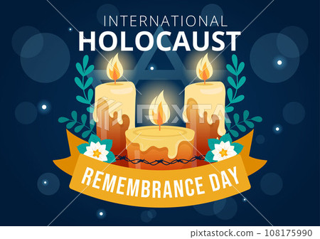 International Holocaust Remembrance Day Vector Illustration on 27 January with Yellow Star and Candle to Commemorates the Victims in Flat Background International Holocaust Remembrance Day Vector Illustration on 27 January with Yellow Star and Candle to Commemorates the Victims in Flat Background 108175990