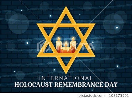 International Holocaust Remembrance Day Vector Illustration on 27 January with Yellow Star and Candle to Commemorates the Victims in Flat Background 108175991