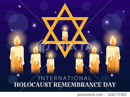 International Holocaust Remembrance Day Vector Illustration on 27 January with Yellow Star and Candle to Commemorates the Victims in Flat Background International Holocaust Remembrance Day Vector Illustration on 27 January with Yellow Star and Candle to Commemorates the Victims in Flat Background 108175992