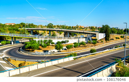 Highway interchange near Barajas International Airport in Madrid, Spain Highway interchange near Barajas International Airport in Madrid, Spain 108176046