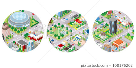 Three-dimensional view of the townscape. Cityscape. 108176202