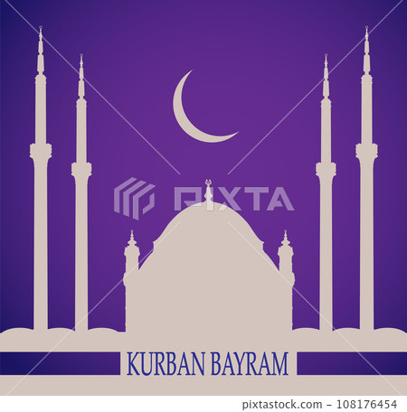 Kurban Bayram is a religious holiday celebrated by Muslims all over the world. Vector. 108176454