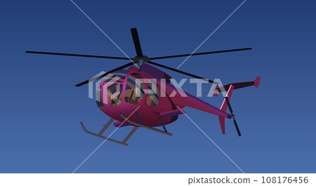 A helicopter with tourists flies over the sea. Vector. 108176456