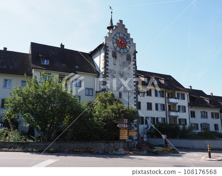 Frontage of Untertor gate in Stein am Rhein in Switzerland Frontage of Untertor gate in Stein am Rhein in Switzerland 108176568