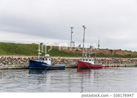 Pleasant Bay Marina fishing village boat tour whale watching Cape Breton Island Cabot Trail Nova Scotia Highlands Canada 108176947