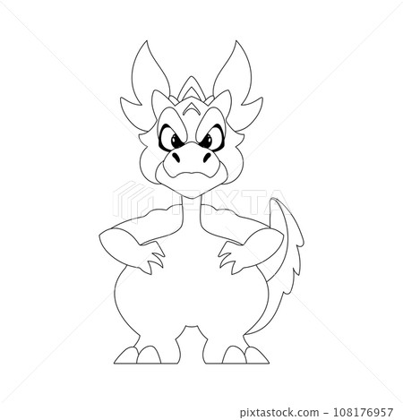 Mystical Shaolin warrior in the form of a Chinese dragon cartoon character. Coloring style Mystical Shaolin warrior in the form of a Chinese dragon cartoon character. Coloring style 108176957