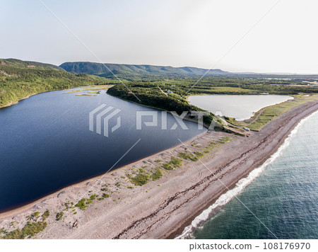 A panoramic view of the Cape Breton Island Coast line cliff scenic Cabot Trail route, Nova Scotia Hghlands Canada A panoramic view of the Cape Breton Island Coast line cliff scenic Cabot Trail route, Nova Scotia Hghlands Canada 108176970