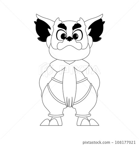 Mystical Shaolin warrior in the form of a Chinese dragon cartoon character. Coloring style 108177021